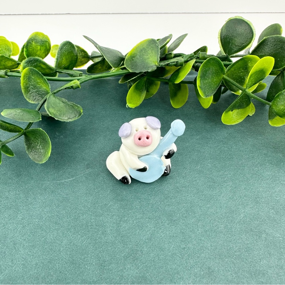 Vintage Mini Pig Figurine with Banjo
